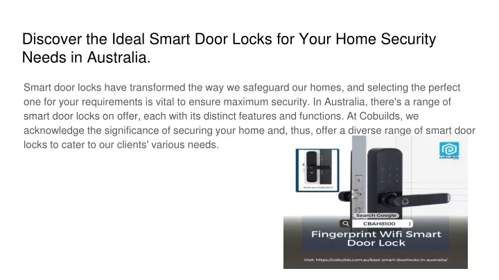 discover the ideal smart door locks for your home security needs in australia