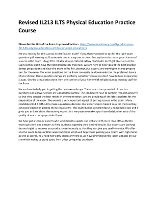 revised il213 ilts physical education practice