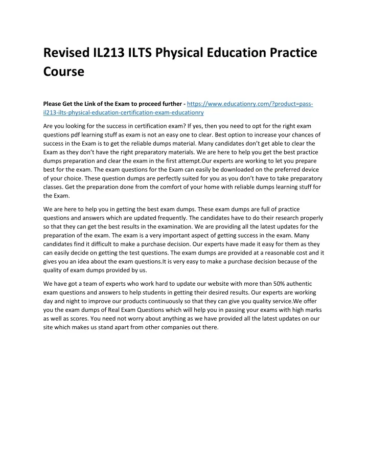revised il213 ilts physical education practice