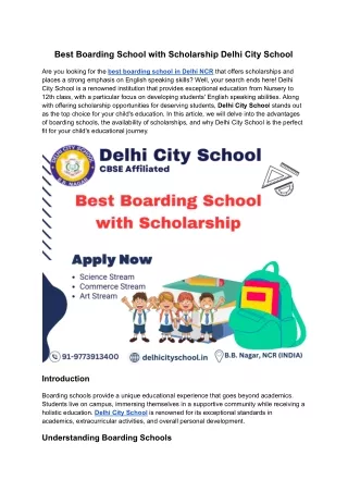 Best Boarding School with Scholarship Delhi City School