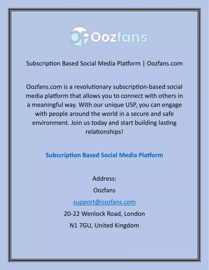 subscription based social media platform oozfans