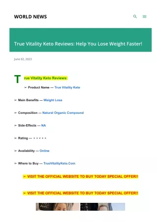 True Vitality Keto Reviews Help You Lose Weight Faster