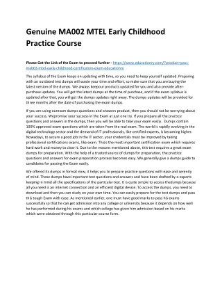genuine ma002 mtel early childhood practice course