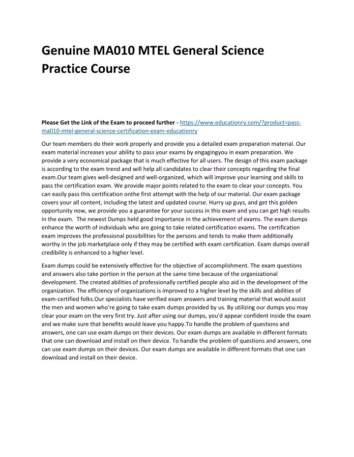 genuine ma010 mtel general science practice course