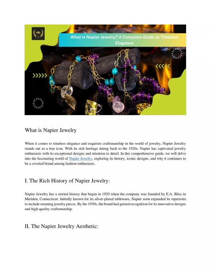 what is napier jewelry