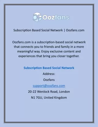 Subscription Based Social Network Oozfans.com