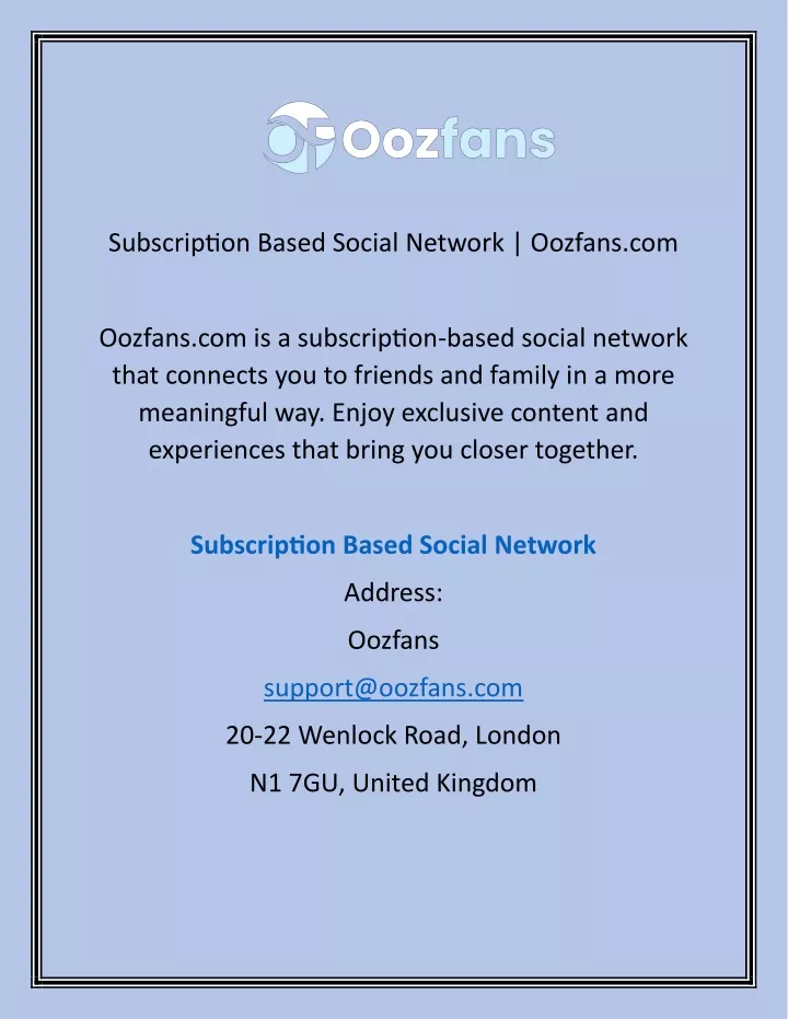 subscription based social network oozfans com