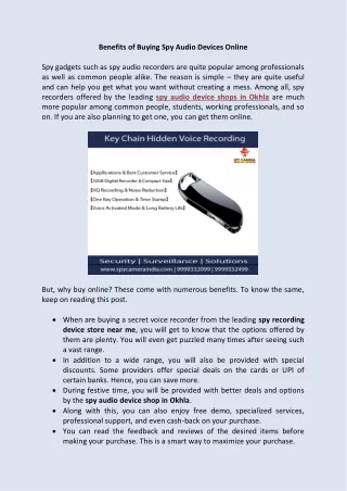 benefits of buying spy audio devices online