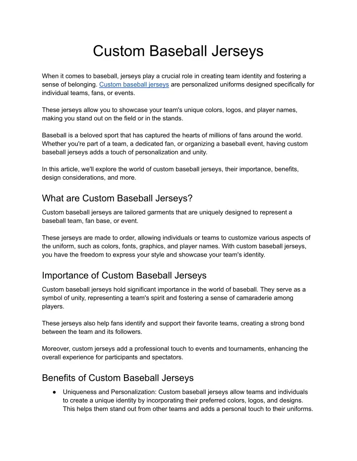 custom baseball jerseys