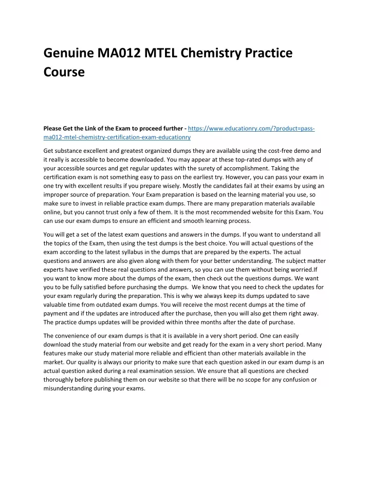 genuine ma012 mtel chemistry practice course