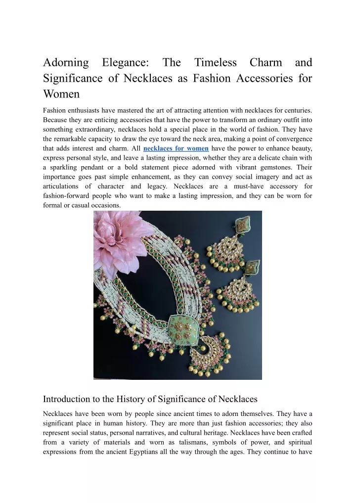 adorning significance of necklaces as fashion