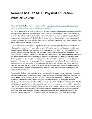 genuine ma022 mtel physical education practice