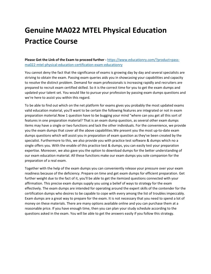 genuine ma022 mtel physical education practice