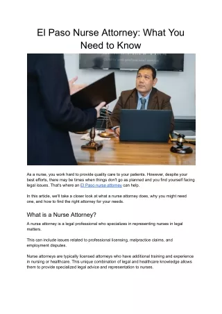 El Paso Nurse Attorney_ What You Need to Know