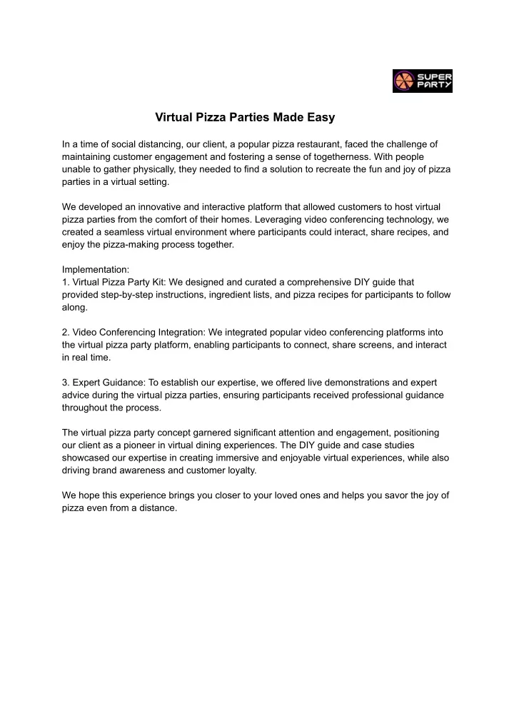 virtual pizza parties made easy