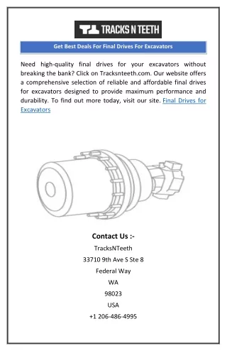 get best deals for final drives for excavators