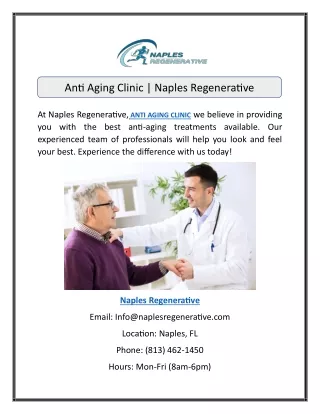 Anti Aging Clinic | Naples Regenerative