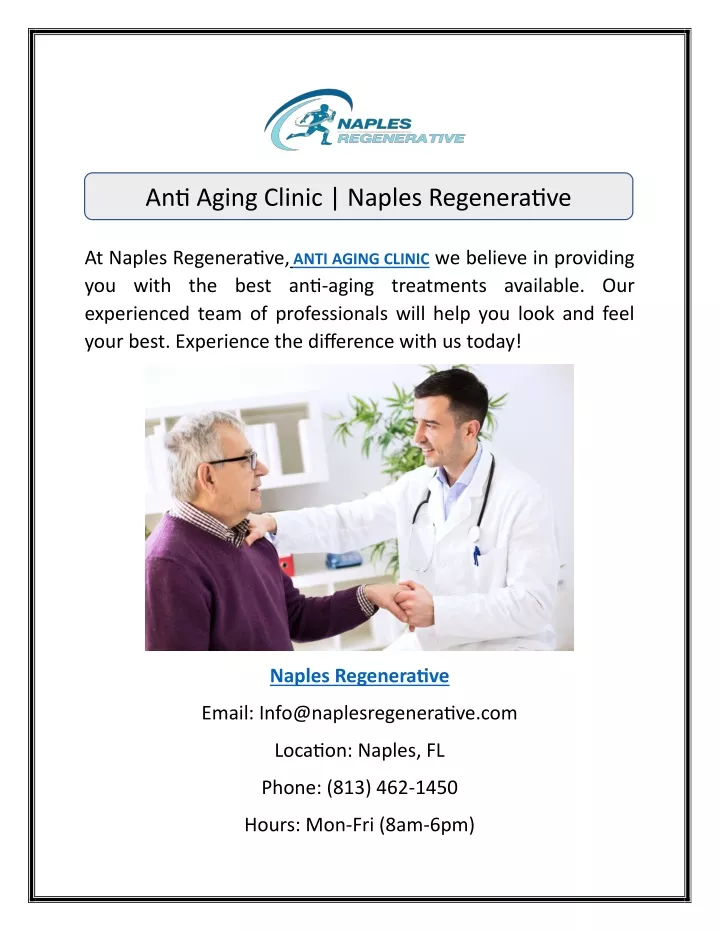 anti aging clinic naples regenerative