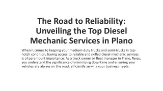 The Road to Reliability: Unveiling the Top Diesel Mechanic Services in Plano