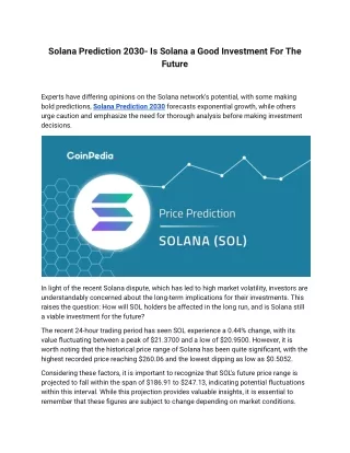 Solana Prediction 2030- Is Solana a Good Investment For The Future