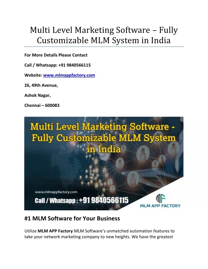 multi level marketing software fully customizable