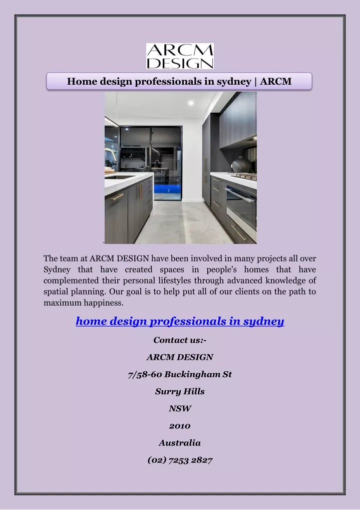 home design professionals in sydney arcm