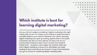Which institute is best for learning digital marketing