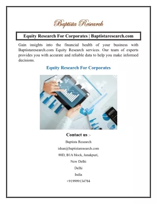 Equity Research For Corporates  Baptistaresearch.com