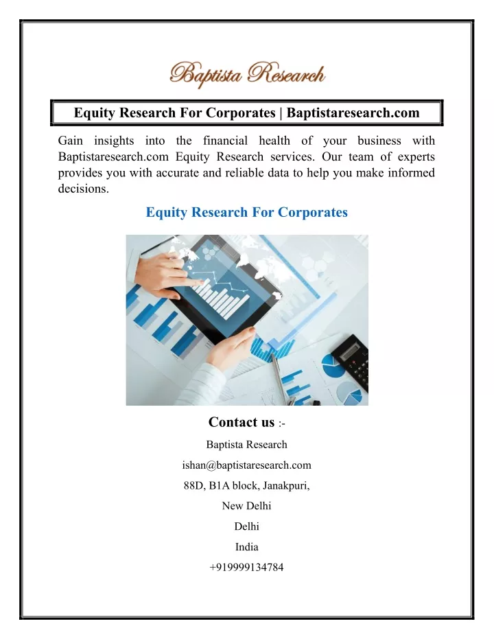 equity research for corporates baptistaresearch