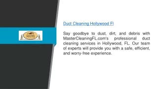 Duct Cleaning Hollywood Fl Mastercleaningfl.com