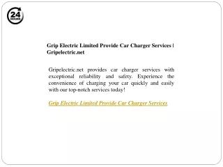 Grip Electric Limited Provide Car Charger Services Gripelectric.net