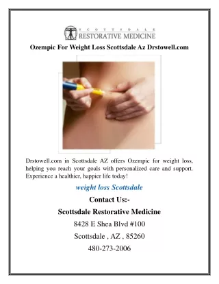 Ozempic For Weight Loss Scottsdale Az Drstowell