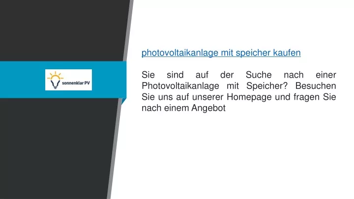 photovoltaikanlage mit speicher kaufen sie sind