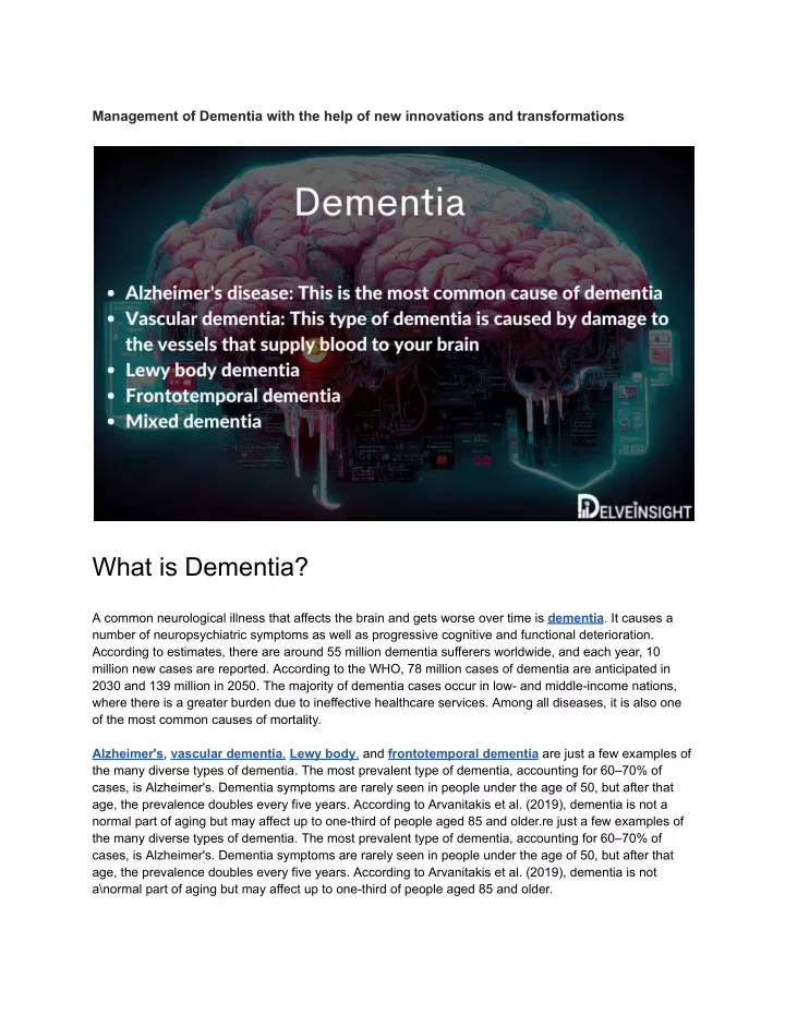 management of dementia with the help