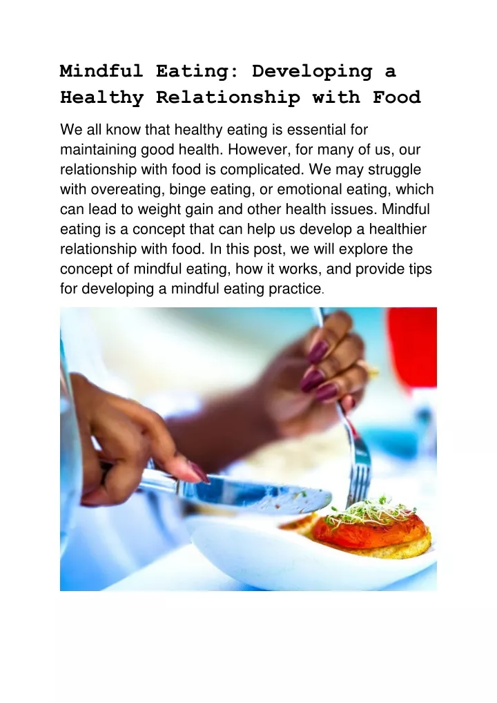mindful eating developing a healthy relationship