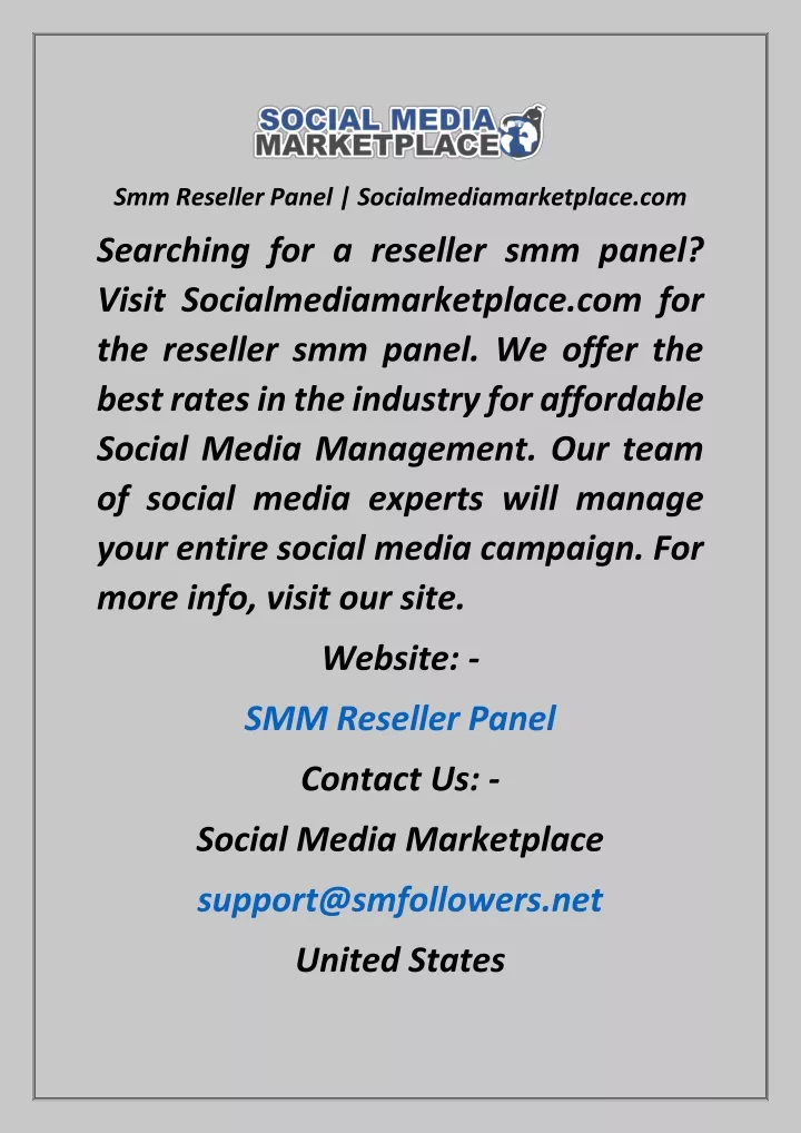 smm reseller panel socialmediamarketplace com