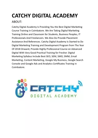 Catchy Digital  Marketing