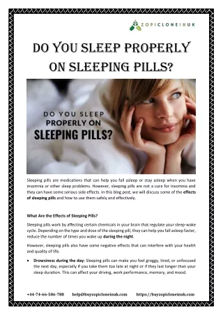 Do You Sleep Properly On Sleeping Pills?