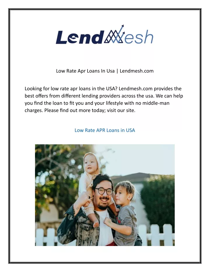 low rate apr loans in usa lendmesh com