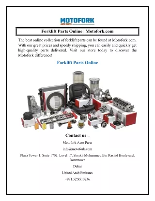 Forklift Parts Online  Motofork.com