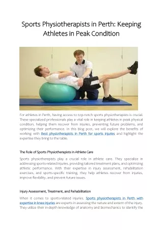 Sports Physiotherapists in Perth - Keeping Athletes in Peak Condition