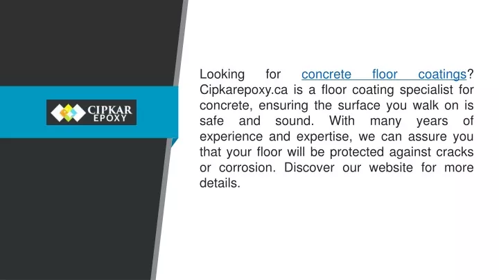 looking for concrete floor coatings cipkarepoxy