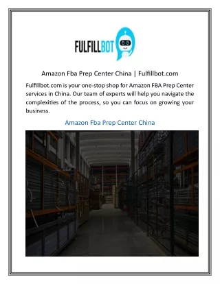 Amazon Fba Prep Center China Fulfillbot