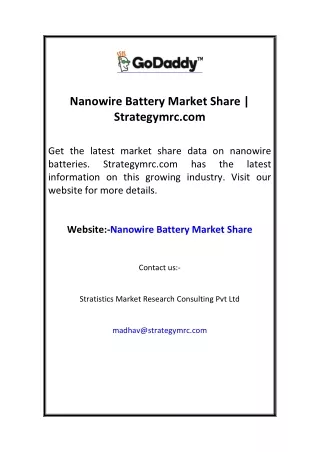 Nanowire Battery Market Share Strategymrc.com