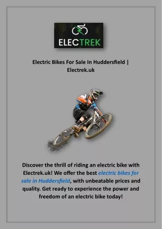 Electric Bikes For Sale In Huddersfield | Electrek.uk