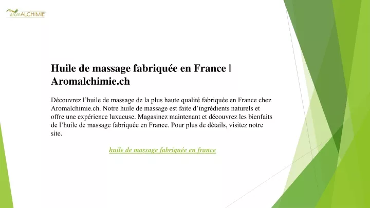 huile de massage fabriqu e en france aromalchimie