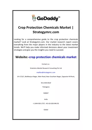 Crop Protection Chemicals Market Strategymrc.com
