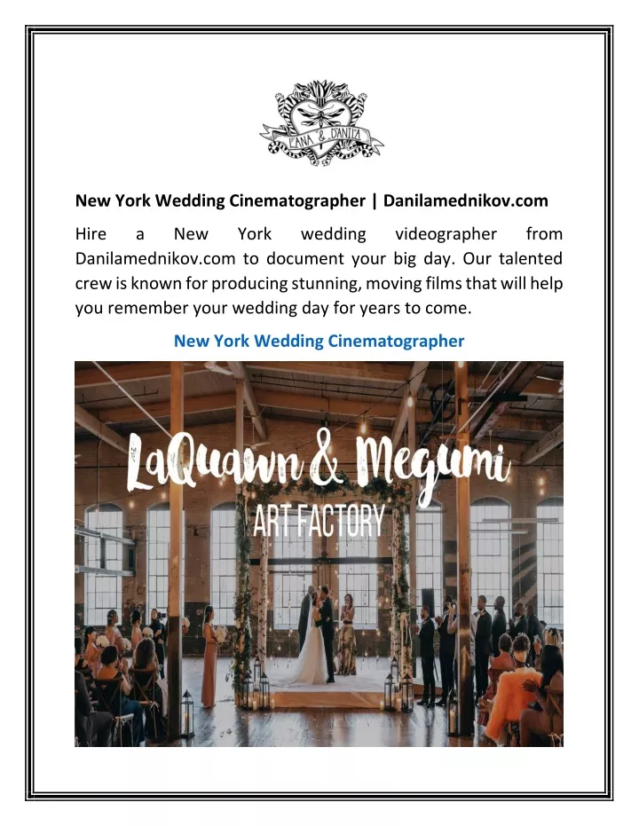 new york wedding cinematographer danilamednikov