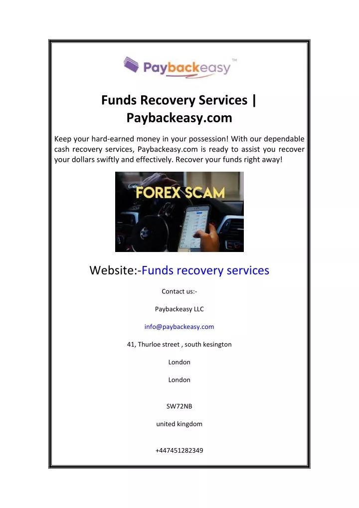 funds recovery services paybackeasy com