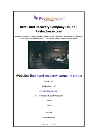 best fund recovery company online paybackeasy com